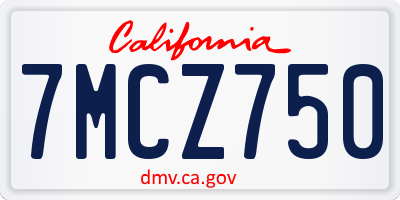CA license plate 7MCZ750