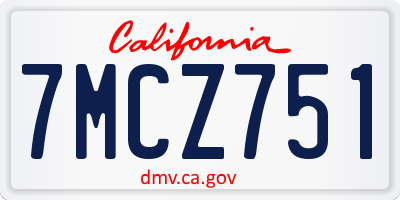 CA license plate 7MCZ751
