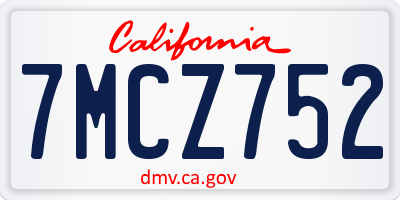 CA license plate 7MCZ752