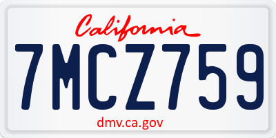 CA license plate 7MCZ759