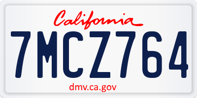CA license plate 7MCZ764