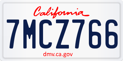 CA license plate 7MCZ766