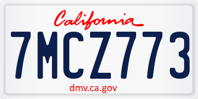 CA license plate 7MCZ773