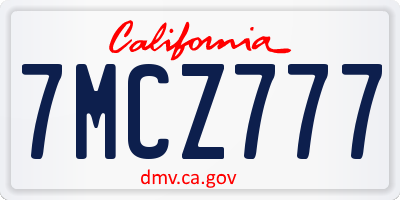CA license plate 7MCZ777