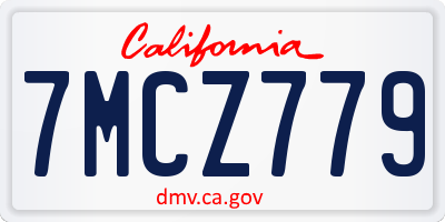 CA license plate 7MCZ779