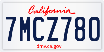 CA license plate 7MCZ780