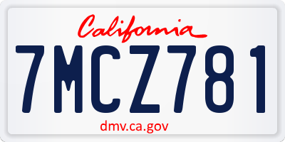CA license plate 7MCZ781