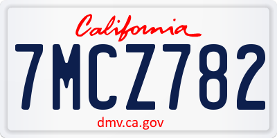 CA license plate 7MCZ782