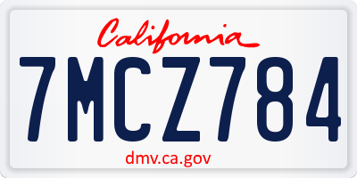 CA license plate 7MCZ784