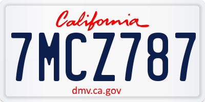 CA license plate 7MCZ787