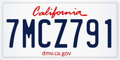 CA license plate 7MCZ791