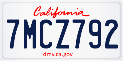 CA license plate 7MCZ792