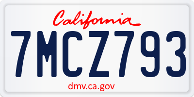 CA license plate 7MCZ793
