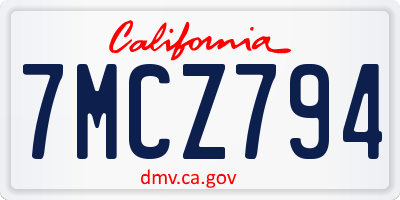 CA license plate 7MCZ794