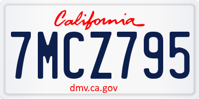 CA license plate 7MCZ795