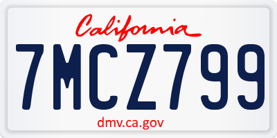 CA license plate 7MCZ799