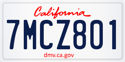 CA license plate 7MCZ801