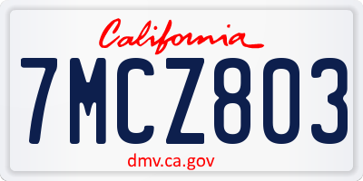 CA license plate 7MCZ803