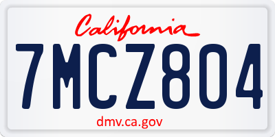 CA license plate 7MCZ804