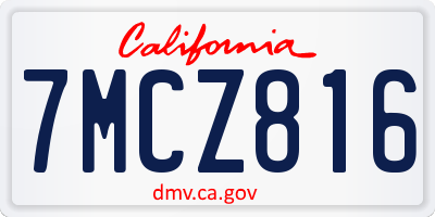 CA license plate 7MCZ816