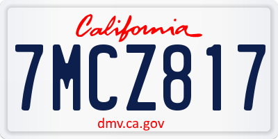 CA license plate 7MCZ817