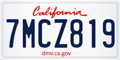 CA license plate 7MCZ819