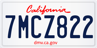 CA license plate 7MCZ822