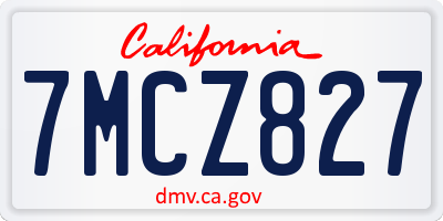 CA license plate 7MCZ827