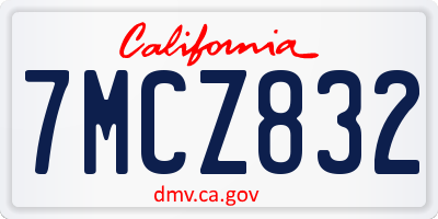 CA license plate 7MCZ832