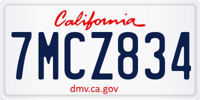 CA license plate 7MCZ834