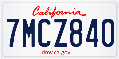 CA license plate 7MCZ840