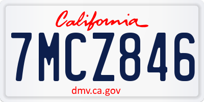 CA license plate 7MCZ846