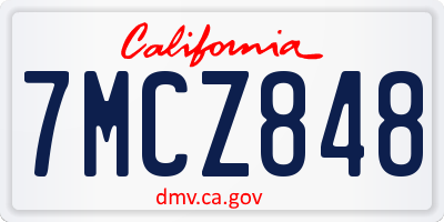 CA license plate 7MCZ848