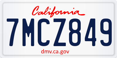 CA license plate 7MCZ849