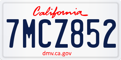 CA license plate 7MCZ852