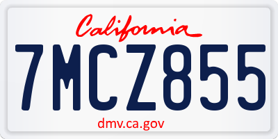 CA license plate 7MCZ855