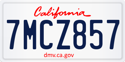 CA license plate 7MCZ857