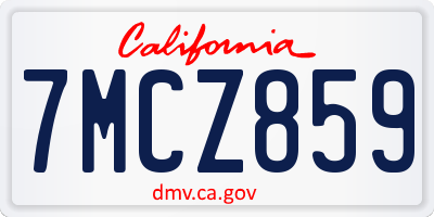 CA license plate 7MCZ859