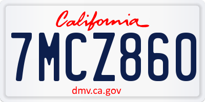 CA license plate 7MCZ860
