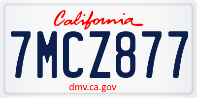 CA license plate 7MCZ877