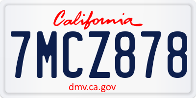 CA license plate 7MCZ878