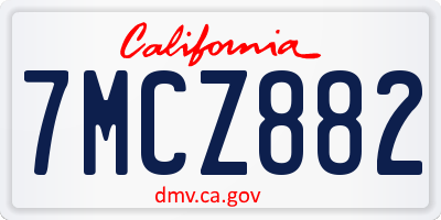 CA license plate 7MCZ882