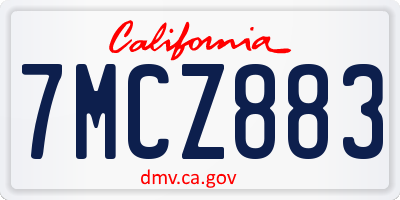 CA license plate 7MCZ883