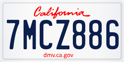 CA license plate 7MCZ886