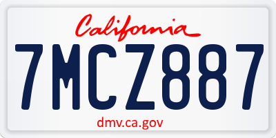 CA license plate 7MCZ887