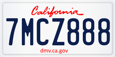 CA license plate 7MCZ888
