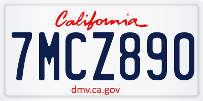 CA license plate 7MCZ890