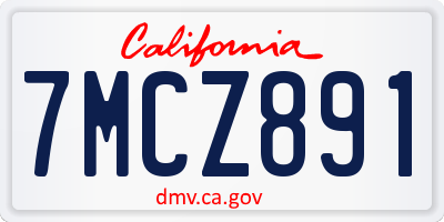 CA license plate 7MCZ891