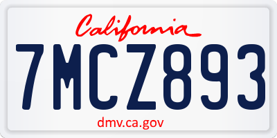 CA license plate 7MCZ893