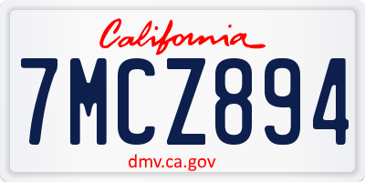 CA license plate 7MCZ894